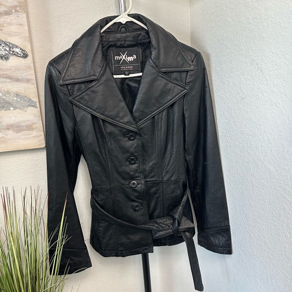 Wilson Maxima Genuine Leather Black Coat Size M - Picture 3 of 6